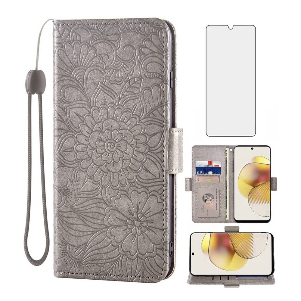Asuwish‎ Wallet Case for LG K20 2019 – Grey Floral